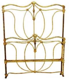 A Continental Wrought Iron and Brass Polychrome Bed - 3353768