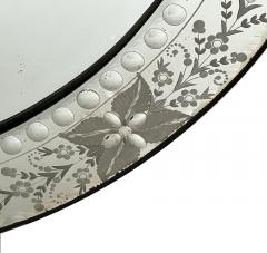 A Custom Venetian Style Circular Mirror with Ornate Butterfly and Floral Crest - 3470035