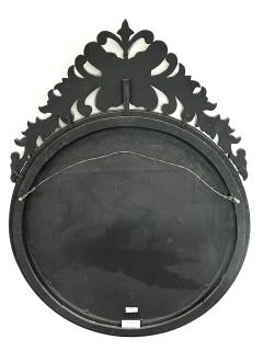 A Custom Venetian Style Circular Mirror with Ornate Butterfly and Floral Crest - 3470037