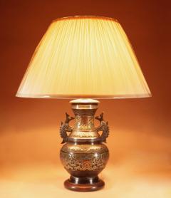 A Decorative Champlev Japanese bronze table lamp - 3328262