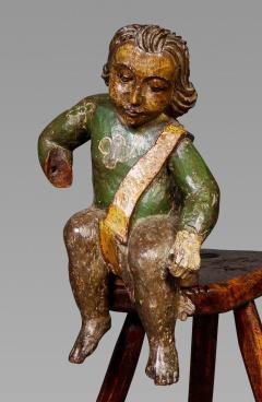 A Delightful 17th Century Spanish Polychrome Carving of A Child - 836845