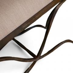 A Double Curule Wrought Iron Bench 20th C  - 4211312