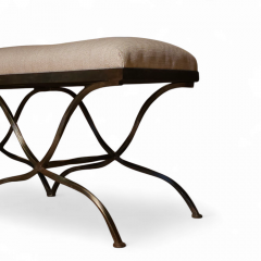 A Double Curule Wrought Iron Bench 20th C  - 4211314