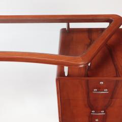 A Double pedestal glass and wood Desk with chrome mounts C 1960  - 2534755