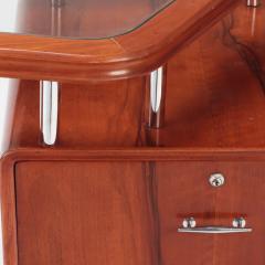 A Double pedestal glass and wood Desk with chrome mounts C 1960  - 2534757