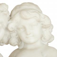 A Duch 19th Century white marble group of two cherubs by A Duch  - 1641565