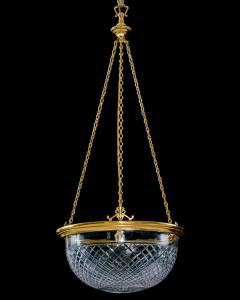A EDWARDIAN GILT GLASS BOWL LIGHT - 4580813