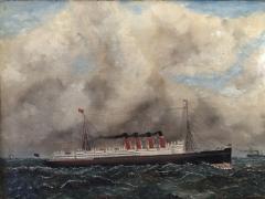 A F Gie se Lusitania Cunard liner Nautical Ship painting 1907 - 1402517