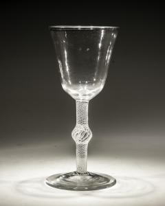 A FINE CENTRAL KNOPPED AIR TWIST GOBLET WITH ROUND FUNNEL BOWL - 3788082