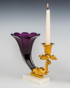 A FINE PAIR OF EARLY VICTORIAN AMETHYST CORNUCOPIA CANDLESTICKS - 3795420