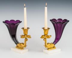 A FINE PAIR OF EARLY VICTORIAN AMETHYST CORNUCOPIA CANDLESTICKS - 3795423