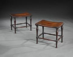 A FINE PAIR OF GEORGE III PERIOD MAHOGANY HALL STOOLS - 3294491