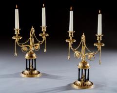 A FINE PAIR OF ORMOLU AND BRONZE TEMPLE CANDELABRA - 3787287