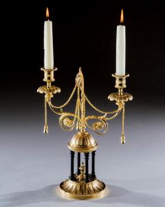 A FINE PAIR OF ORMOLU AND BRONZE TEMPLE CANDELABRA - 3787288