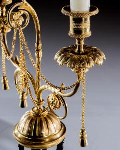 A FINE PAIR OF ORMOLU AND BRONZE TEMPLE CANDELABRA - 3787291