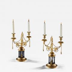 A FINE PAIR OF ORMOLU AND BRONZE TEMPLE CANDELABRA - 3789279