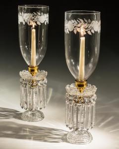 A FINE PAIR OF REGENCY CUT GLASS HURRICANE LIGHTS - 3960377