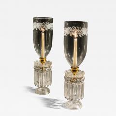 A FINE PAIR OF REGENCY CUT GLASS HURRICANE LIGHTS - 3962521