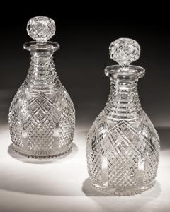 A FINE PAIR OF STEP DIAMOND PANELLED CUT GLASS MAGNUM REGENCY DECANTERS - 3796095