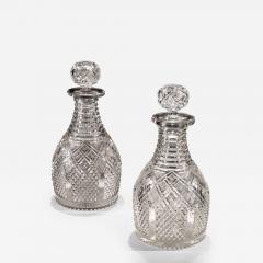 A FINE PAIR OF STEP DIAMOND PANELLED CUT GLASS MAGNUM REGENCY DECANTERS - 3800054