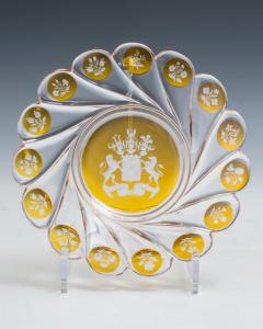 A FINE SET OF EIGHT ROTHSCHILD AMBER OVERLAY PLATES - 3792949