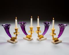 A FINE SET OF FOUR EARLY VICTORIAN AMETHYST CORNUCOPIA CANDLESTICKS - 4340892