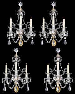 A FINE SET OF FOUR GEORGE III ORMOLU MOUNTED AND CUT GLASS WALL LIGHTS - 3791036