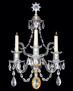 A FINE SET OF FOUR GEORGE III ORMOLU MOUNTED AND CUT GLASS WALL LIGHTS - 3791040