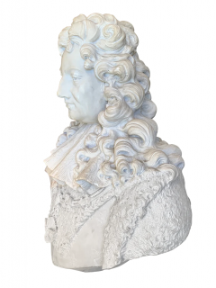 A FRENCH ANTIQUE CARVED WHITE MARBLE BUST OF LOUIS XIV THE SUN KING CIRCA 1890 - 3564977