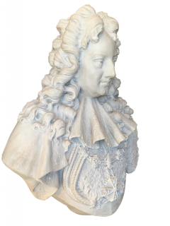 A FRENCH ANTIQUE CARVED WHITE MARBLE BUST OF LOUIS XIV THE SUN KING CIRCA 1890 - 3565106