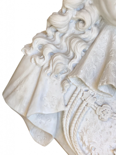 A FRENCH ANTIQUE CARVED WHITE MARBLE BUST OF LOUIS XIV THE SUN KING CIRCA 1890 - 3565112