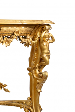 A FRENCH LOUIS XV STYLE CARVED GILT WOOD GESSO FIGURAL SIDE TABLE - 3537613