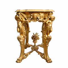 A FRENCH LOUIS XV STYLE CARVED GILT WOOD GESSO FIGURAL SIDE TABLE - 3537668