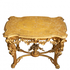 A FRENCH LOUIS XV STYLE CARVED GILT WOOD GESSO FIGURAL SIDE TABLE - 3537680