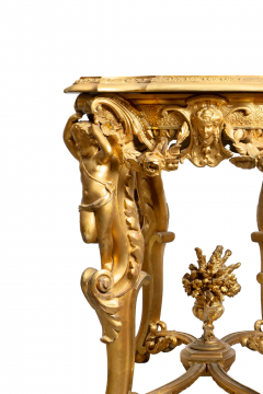 A FRENCH LOUIS XV STYLE CARVED GILT WOOD GESSO FIGURAL SIDE TABLE - 3537690