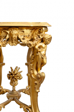 A FRENCH LOUIS XV STYLE CARVED GILT WOOD GESSO FIGURAL SIDE TABLE - 3537701