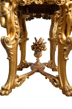 A FRENCH LOUIS XV STYLE CARVED GILT WOOD GESSO FIGURAL SIDE TABLE - 3537707