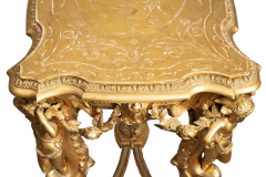 A FRENCH LOUIS XV STYLE CARVED GILT WOOD GESSO FIGURAL SIDE TABLE - 3537721