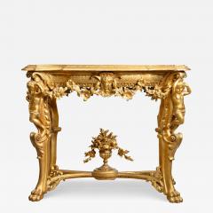A FRENCH LOUIS XV STYLE CARVED GILT WOOD GESSO FIGURAL SIDE TABLE - 3560083