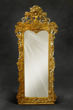 A FULL LENGTH NAPOLEON III STYLE GILT SILVERED FLOOR MIRROR - 3537430