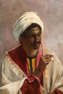 A Ferres Portrait of a Moorish Man Smoking Orientalist Painting 19th century - 2207384