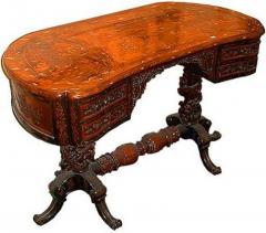 A Fine 19th Century Chinese Export Marquetry Kidney shaped Desk - 3275329