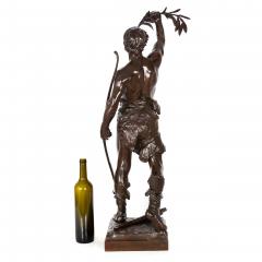 A Fine 36 H French Antique Bronze Sculpture Victory by Eugene Marioton - 4733014
