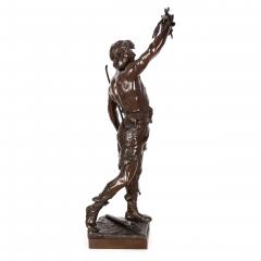 A Fine 36 H French Antique Bronze Sculpture Victory by Eugene Marioton - 4733015