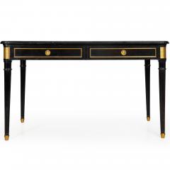 A Fine Black Louis XVI Style Leather Writing Table Desk Bureau Plat ca 1950 - 4446164