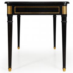 A Fine Black Louis XVI Style Leather Writing Table Desk Bureau Plat ca 1950 - 4446165