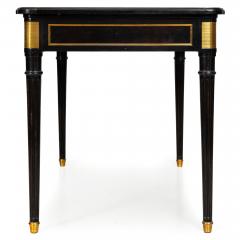 A Fine Black Louis XVI Style Leather Writing Table Desk Bureau Plat ca 1950 - 4446166