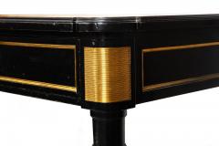 A Fine Black Louis XVI Style Leather Writing Table Desk Bureau Plat ca 1950 - 4446172