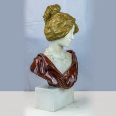 A Fine Colorful French Varicolored Marble Bust of an Elegant Lady - 1453137