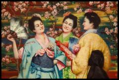 A Fine French Japonisme Oil on Canvas Painting of Three Geishas C 1900 - 3880490